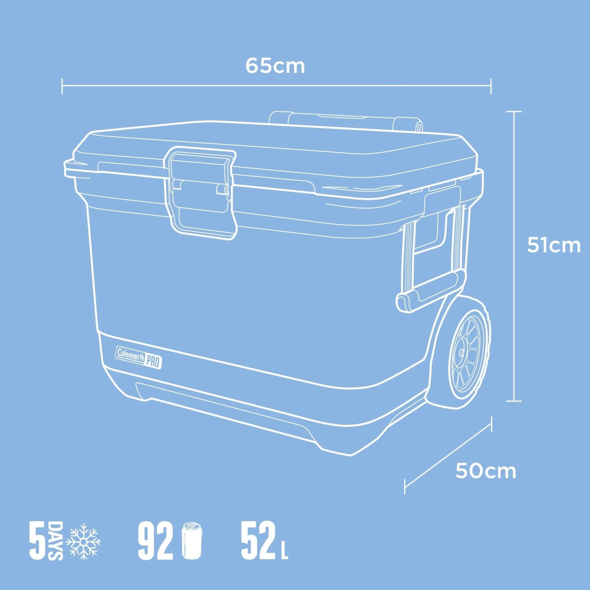 Coleman Cooler Pro 52L Wheeled - Blue Sky