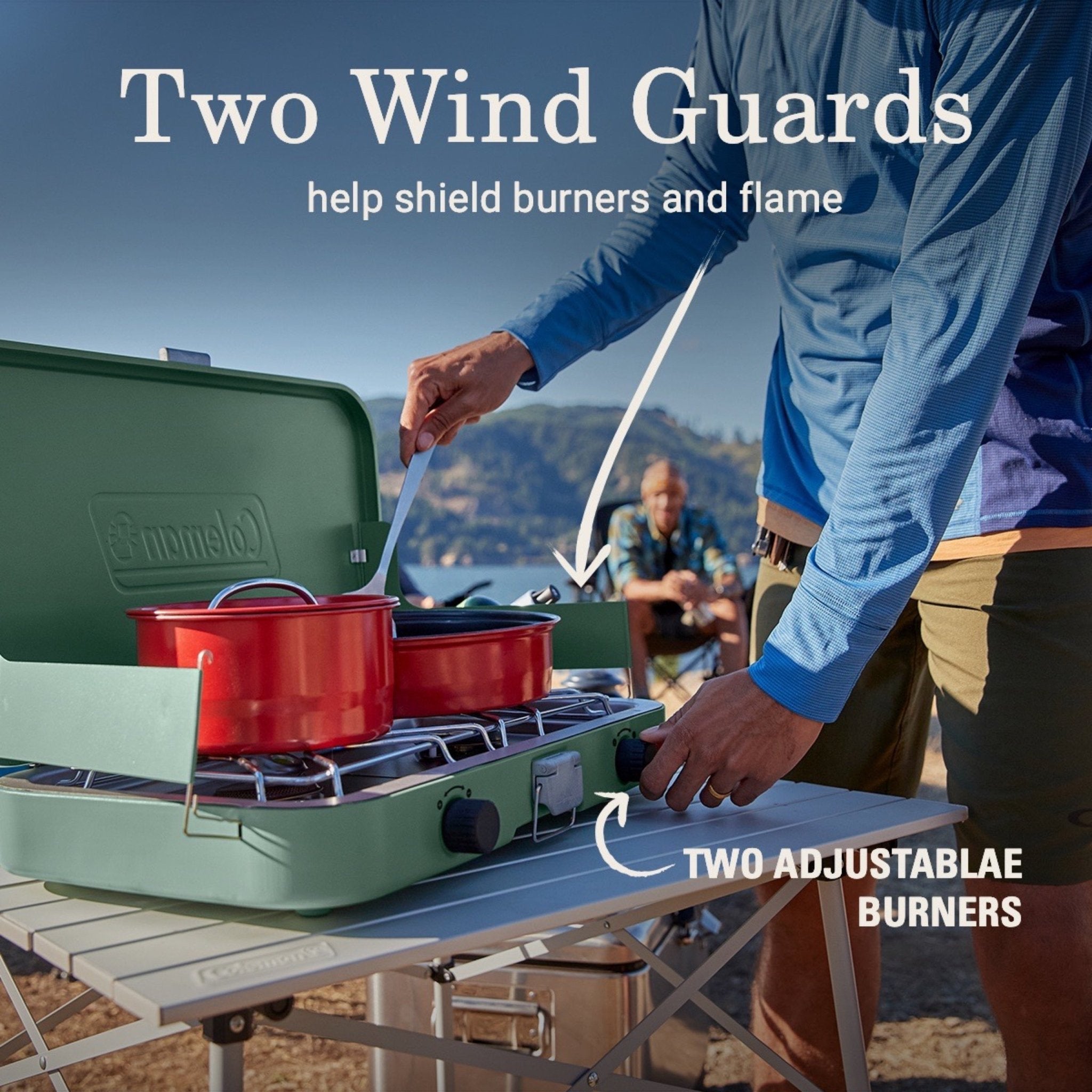 Coleman Cascade 222 2-Burner Portable Camping Stove with Wind Guards, 22000 BTUs