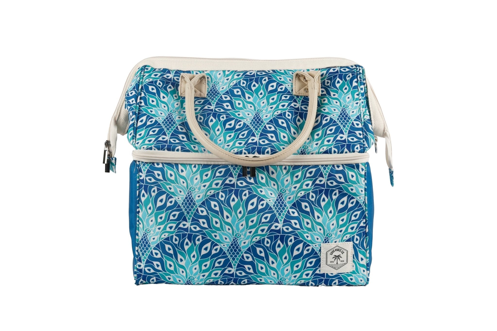 Peacock Paradise Premium Insulated Picnic Cooler Bag, Carry Handles, 2 Separate Compartments, Holds 24+ Cans
