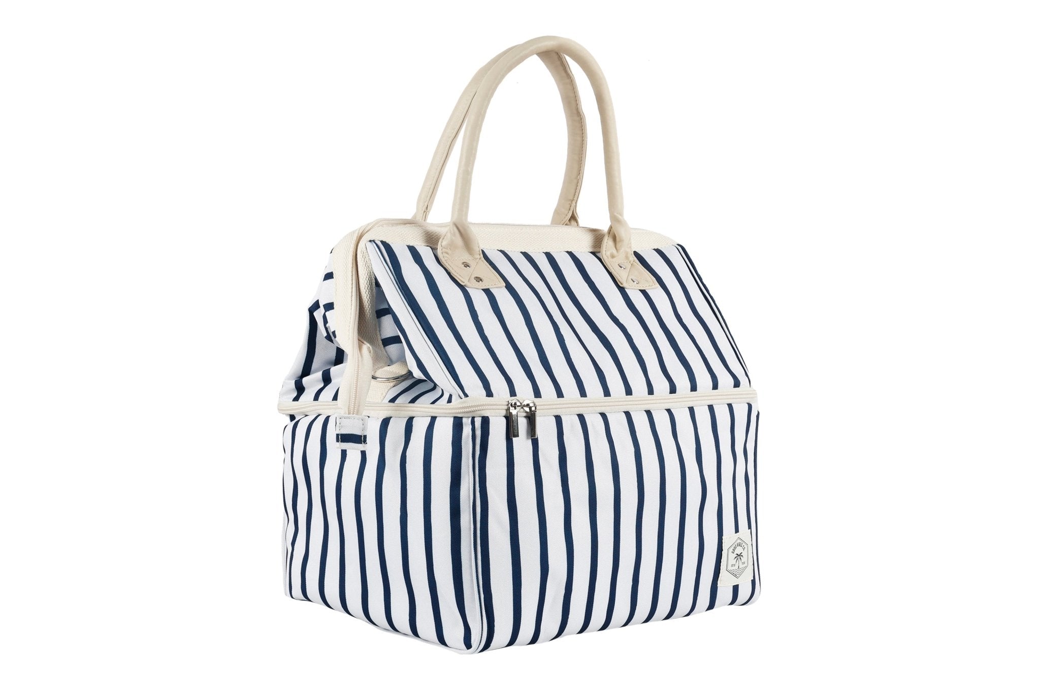 Mediterranean Premium Insulated Picnic Cooler Bag, Carry Handles, 2 Separate Compartments, Holds 24+ Cans