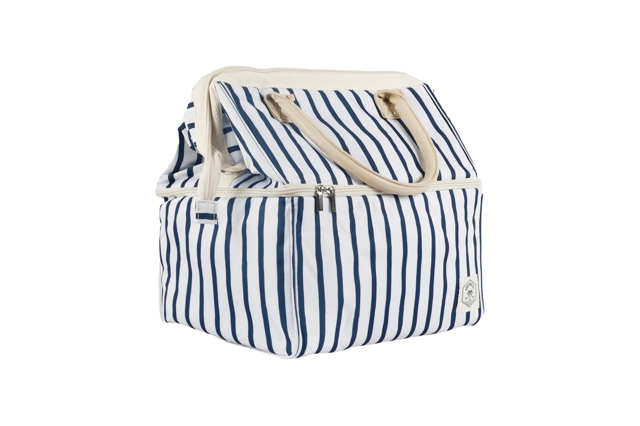Mediterranean Premium Insulated Picnic Cooler Bag, Carry Handles, 2 Separate Compartments, Holds 24+ Cans