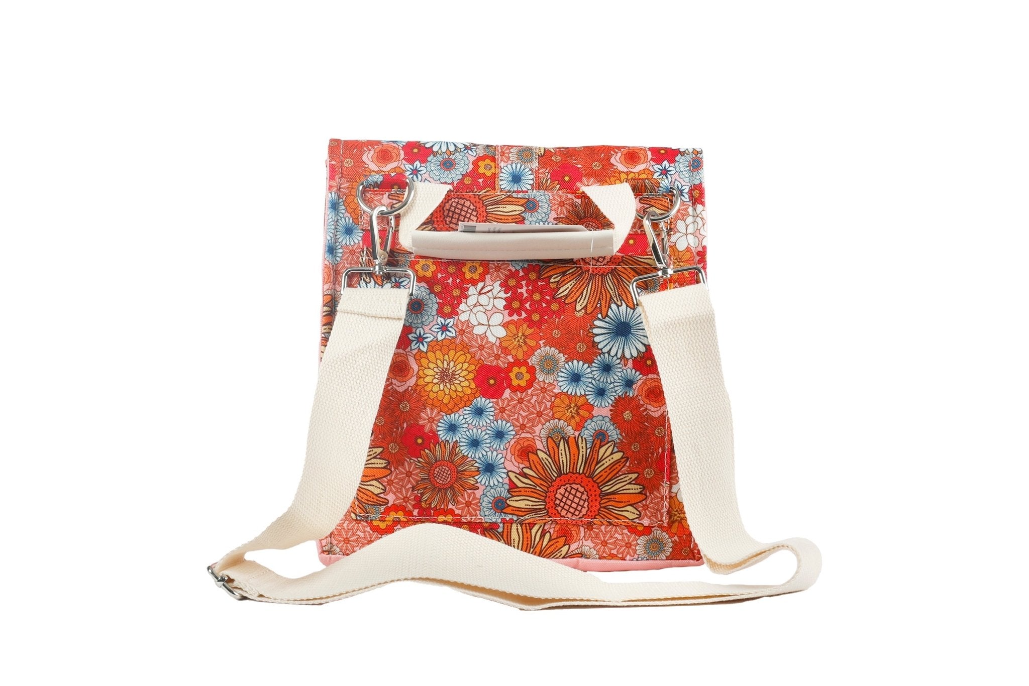 Retro Summer Insulated Lunch Bag, Removable Shoulder Strap, Metal Buckle