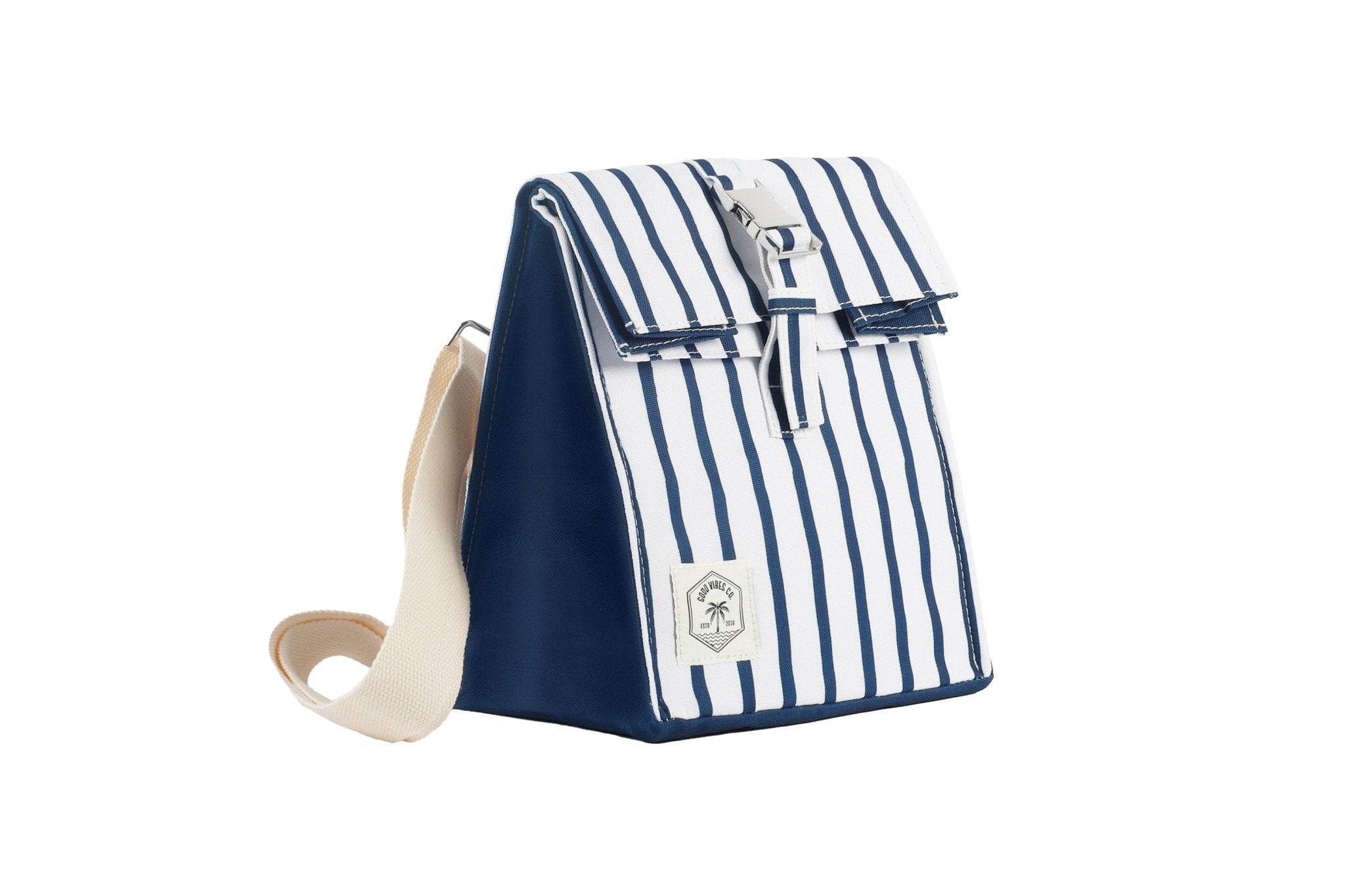 Mediterranean Insulated Lunch Bag, Removable Shoulder Strap, Metal Buckle