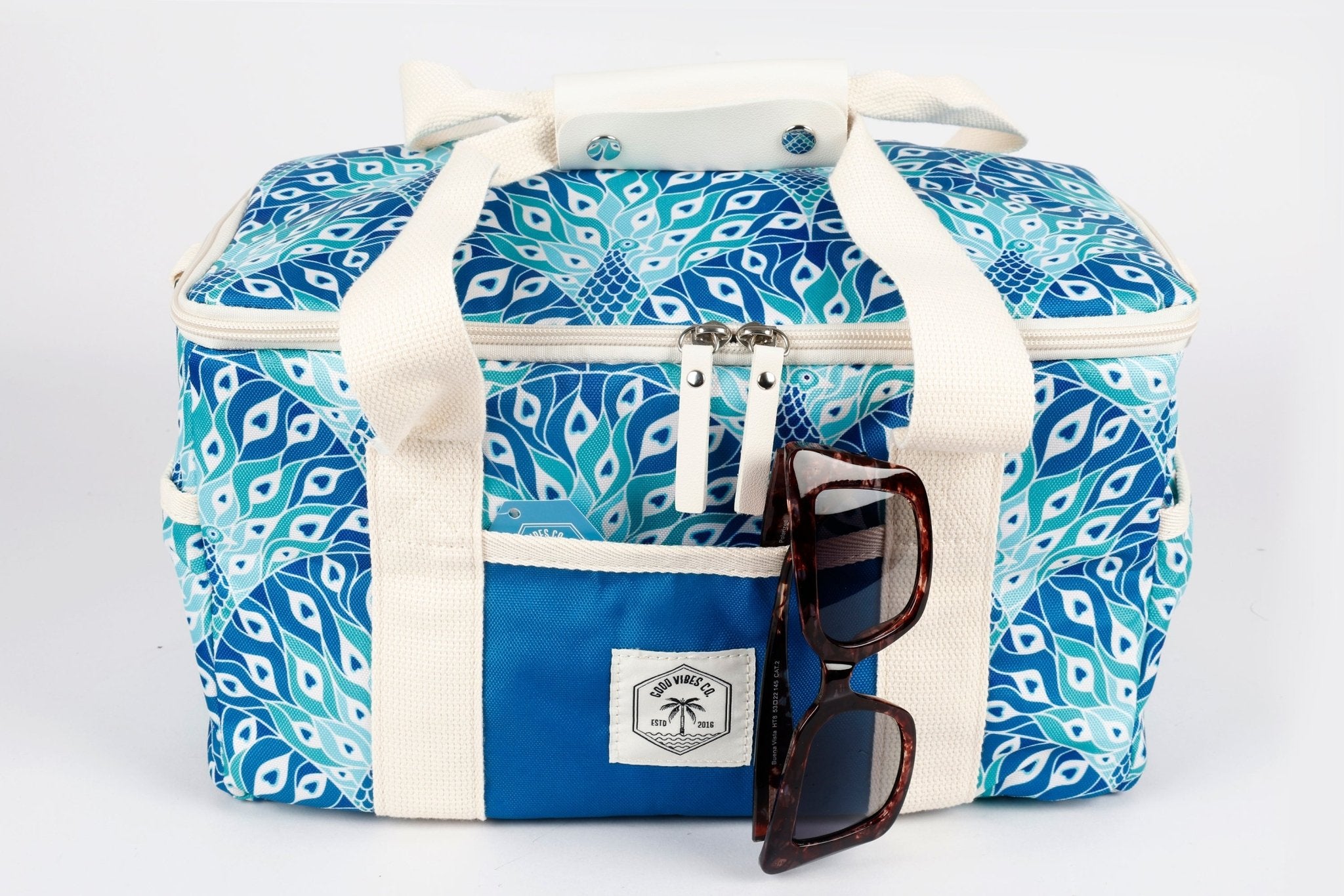 Peacock Paradise 15 Can Deluxe Cooler Bag, Insulated Lining, Removable Shoulder Strap, Storage Pocket