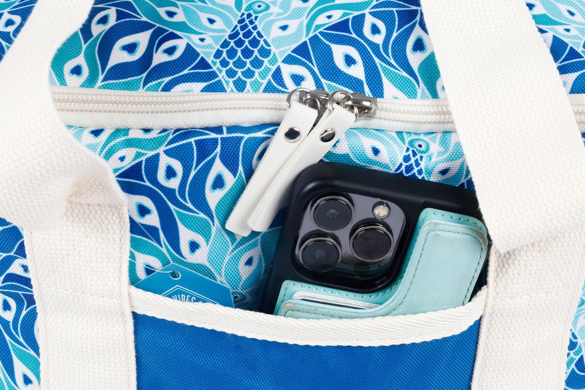 Peacock Paradise 15 Can Deluxe Cooler Bag, Insulated Lining, Removable Shoulder Strap, Storage Pocket