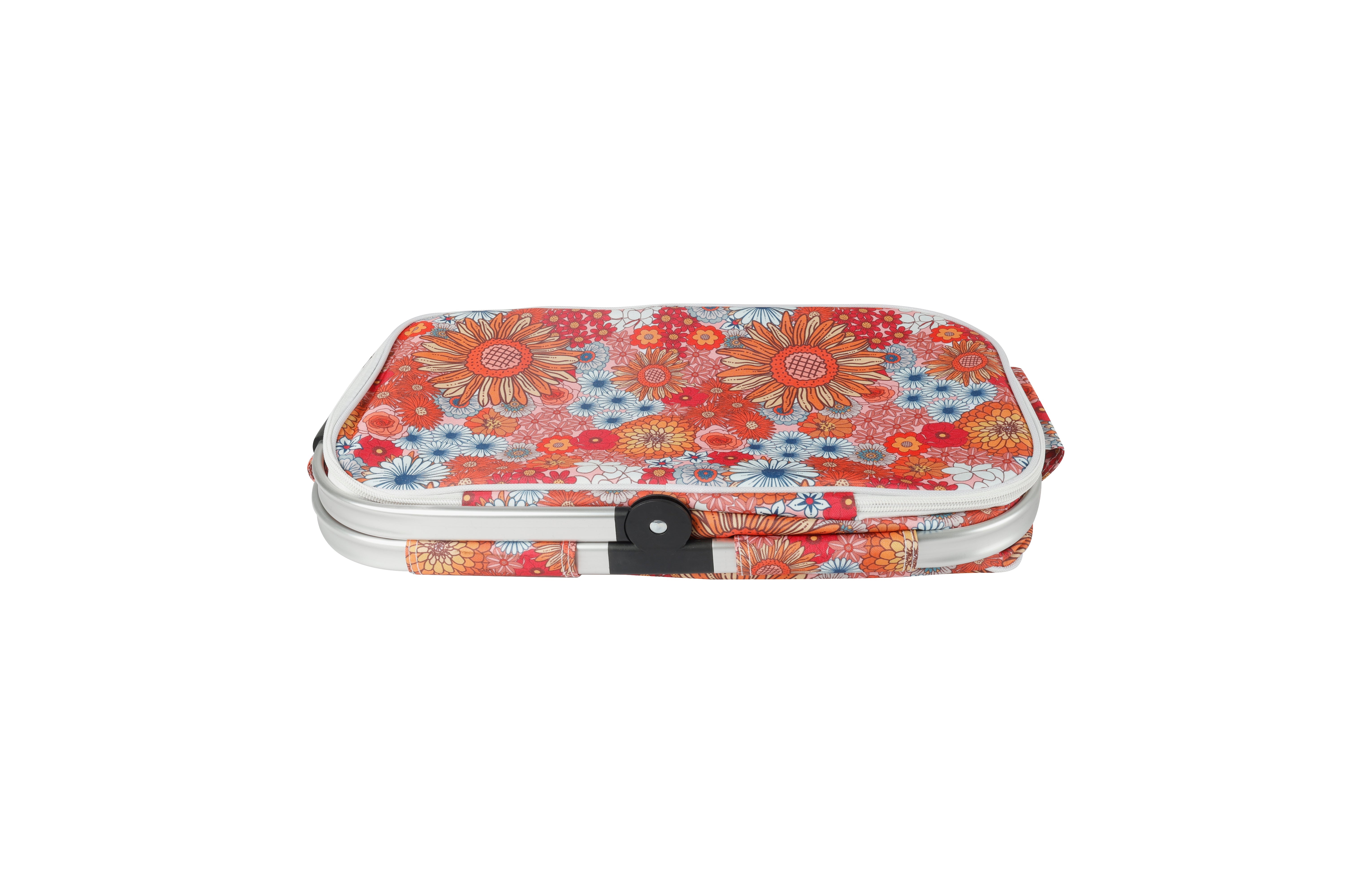 Good Vibes™ Insulated Market Cooler Bag, Aluminium Frame, Fully Zipped, Collapsible - Retro Summer