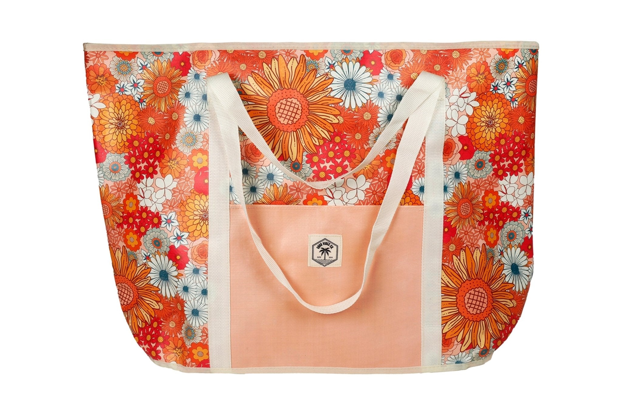 Retro Summer Jumbo Shopping Tote Beach Bag, Dual Handle, Waterproof & Lightweight
