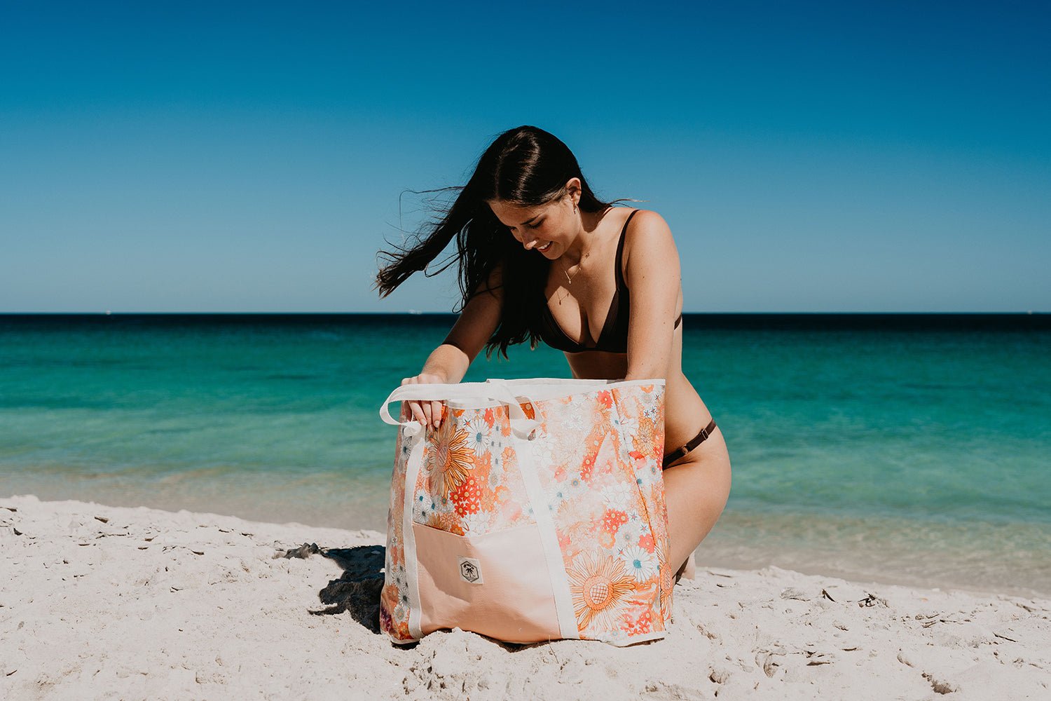 Retro Summer Jumbo Shopping Tote Beach Bag, Dual Handle, Waterproof & Lightweight