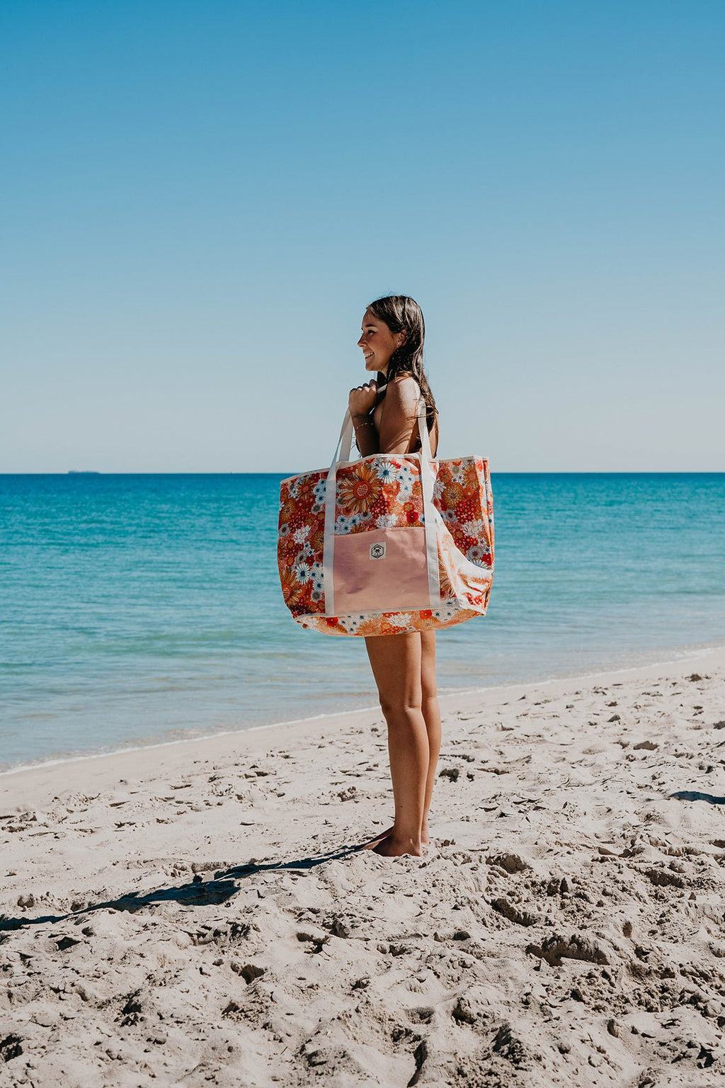 Retro Summer Jumbo Shopping Tote Beach Bag, Dual Handle, Waterproof & Lightweight