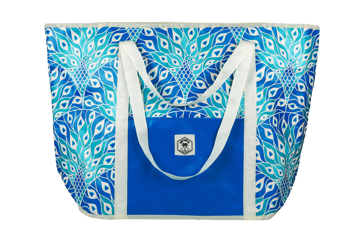 Peacock Paradise Jumbo Shopping Tote Beach Bag, Dual Handle, Waterproof & Lightweight