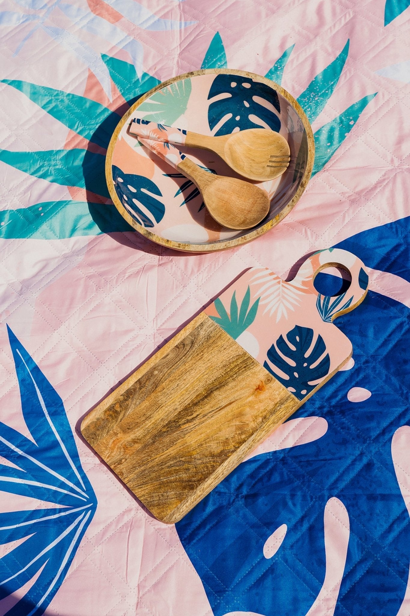 Blush Palm Mango Wood & Enamel Serving Board 46cm