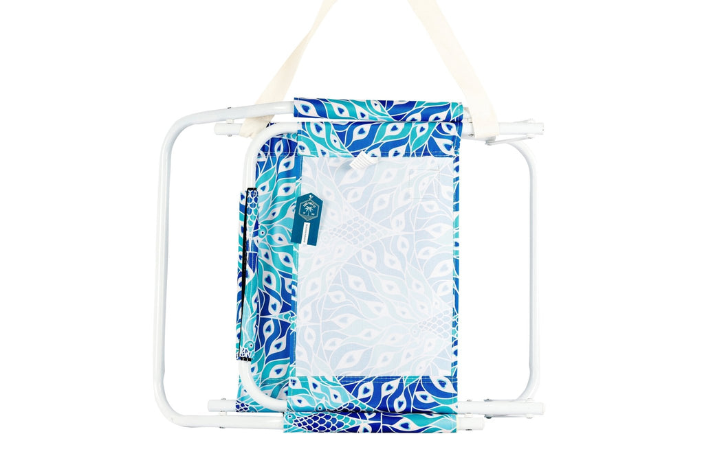 Peacock Paradise Foldable Beach Chair with Carry Strap, Lightweight & Portable, High Back, Powder Coated Frame