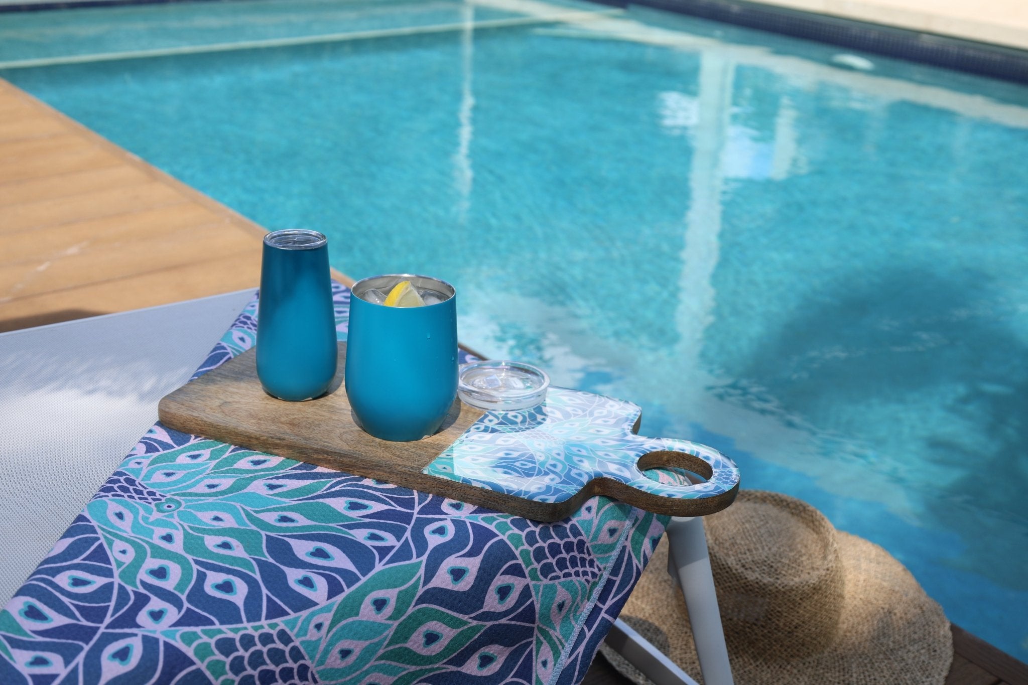 Peacock Blue 175ml Insulated Double Wall Stainless Steel Travel Flute with Lid, Durable Matt Finish