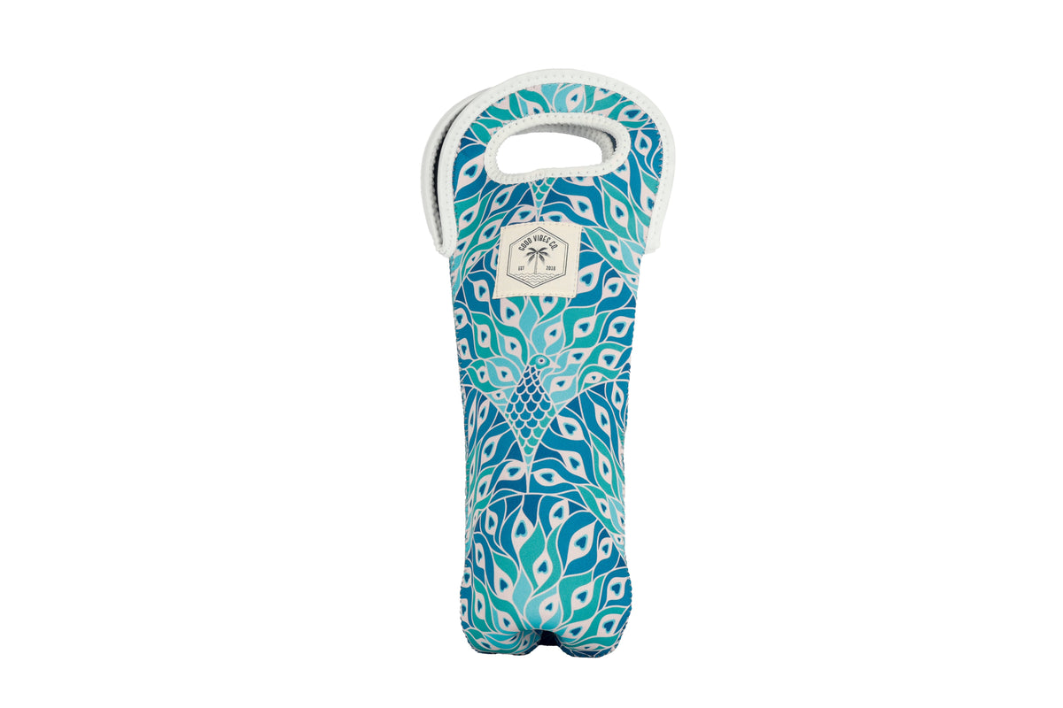 Peacock Paradise Neoprene Single Bottle Holder Bag