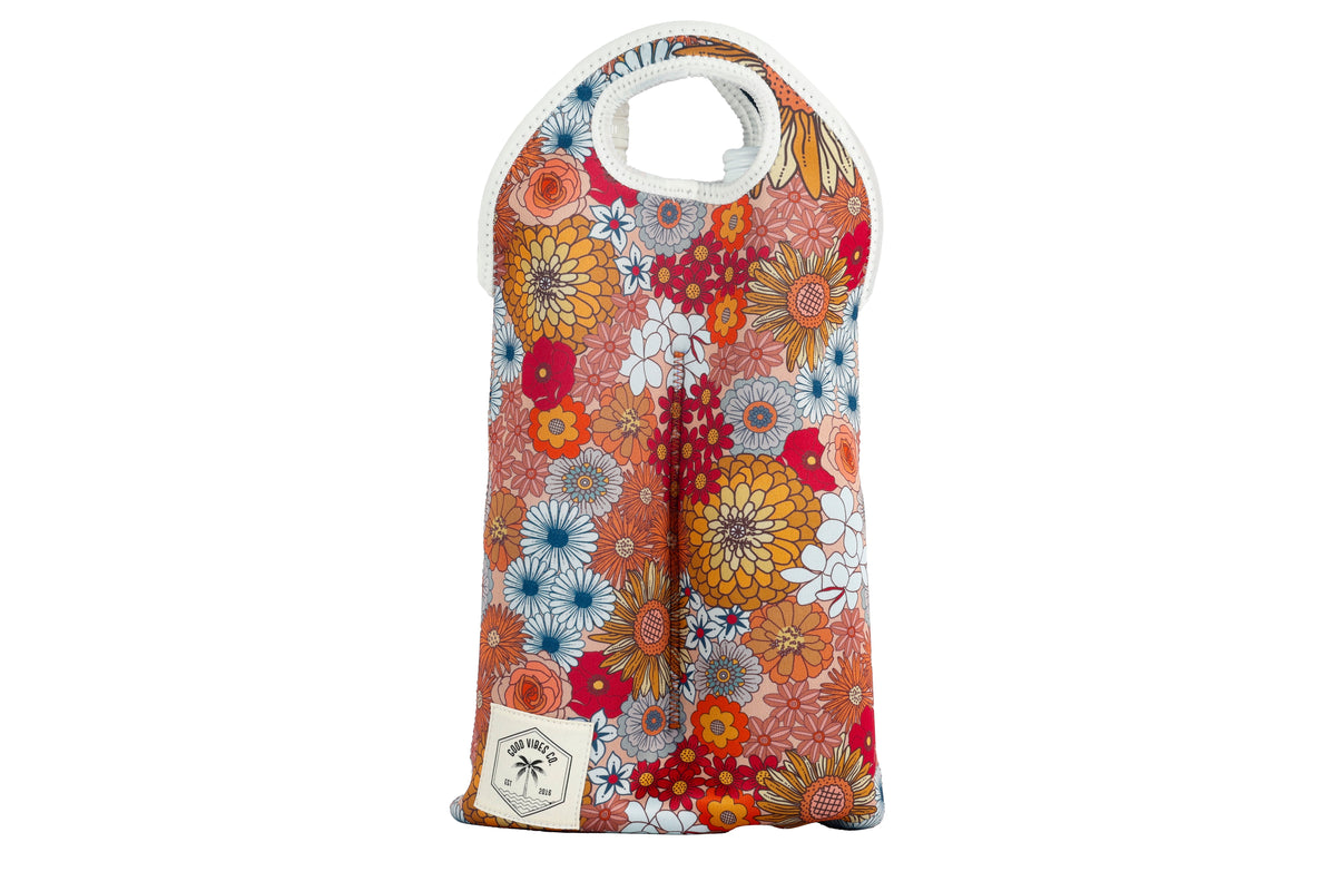 Retro Summer Neoprene Double Bottle Holder Bag