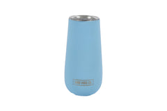 Bay Blue 175ml Insulated Double Wall Stainless Steel Travel Flute with Lid, Durable Matt Finish