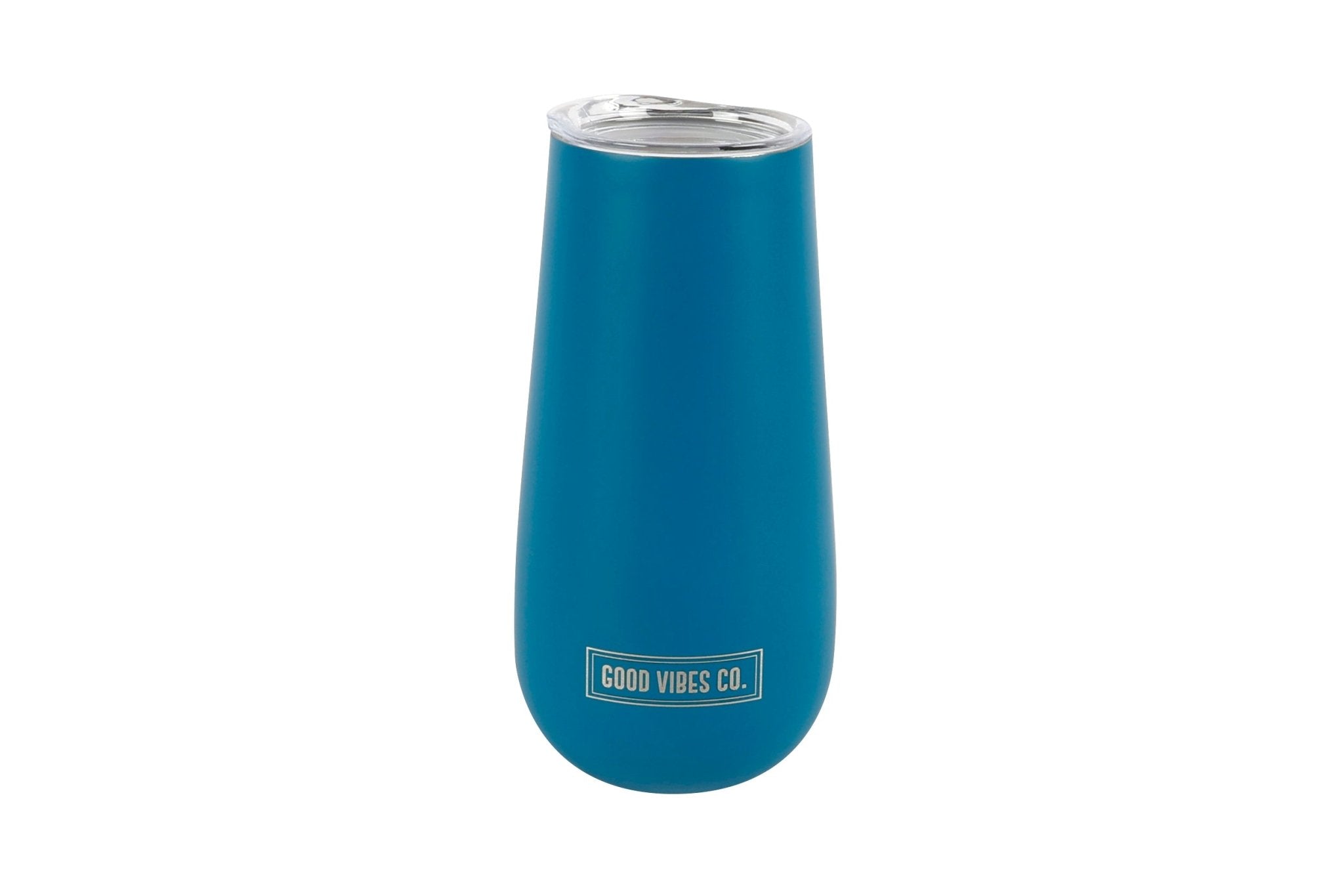 Peacock Blue 175ml Insulated Double Wall Stainless Steel Travel Flute with Lid, Durable Matt Finish
