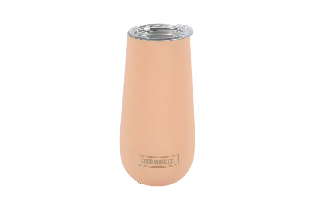 Terracotta Blush 175ml Insulated Double Wall Stainless Steel Travel Flute with Lid, Durable Matt Finish