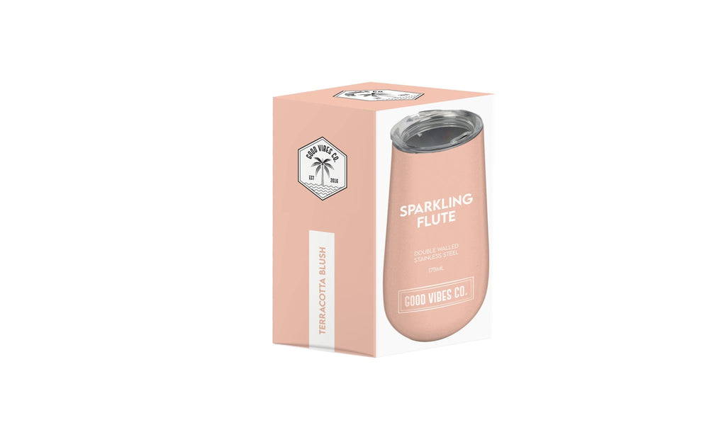 Terracotta Blush 175ml Insulated Double Wall Stainless Steel Travel Flute with Lid, Durable Matt Finish