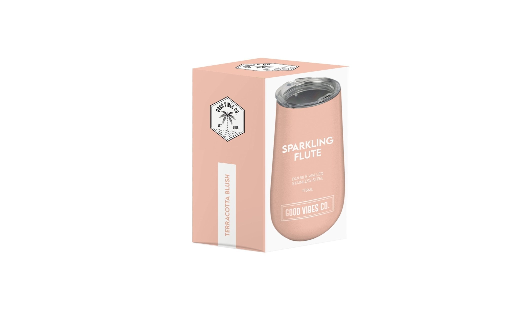 Terracotta Blush 175ml Insulated Double Wall Stainless Steel Travel Flute with Lid, Durable Matt Finish