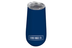 Indigo 175ml Insulated Double Wall Stainless Steel Travel Flute with Lid, Durable Matt Finish