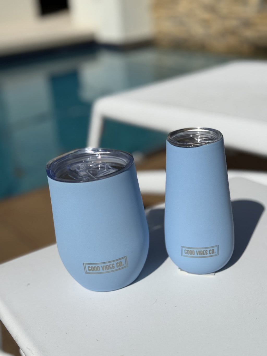 Bay Blue 175ml Insulated Double Wall Stainless Steel Travel Flute with Lid, Durable Matt Finish