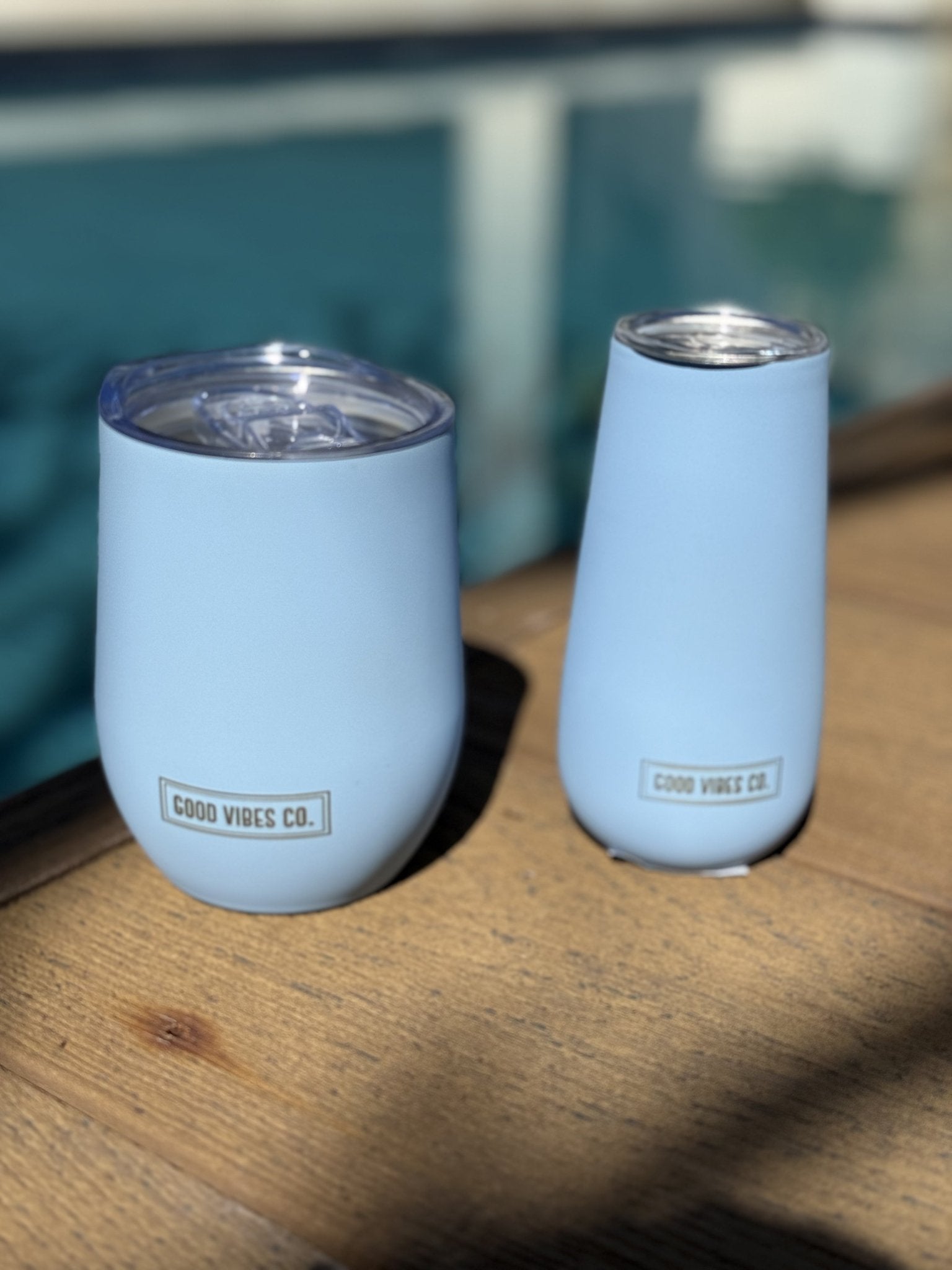 Bay Blue 175ml Insulated Double Wall Stainless Steel Travel Flute with Lid, Durable Matt Finish