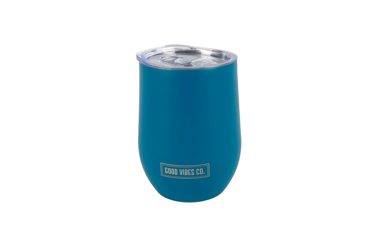 Peacock Blue 295ml Insulated Double Wall Stainless Steel Travel Cup with Lid, Durable Matt Finish -