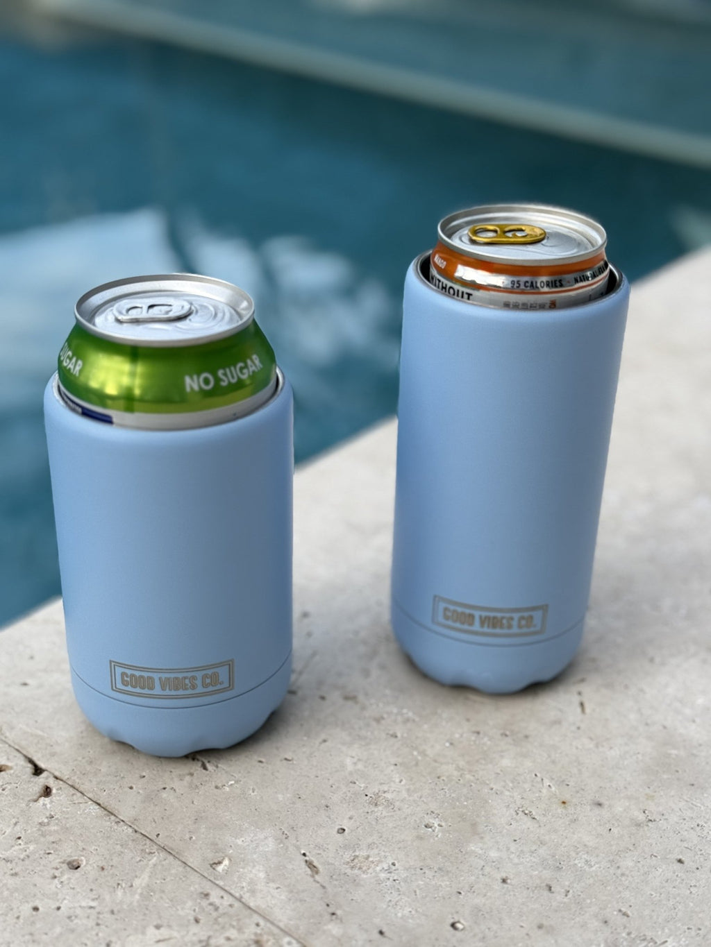 Bay Blue Insulated Double Wall Stainless Steel Skinny Bottle Can Cooler