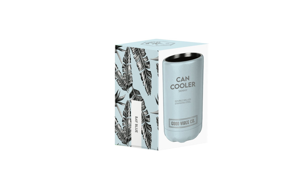Bay Blue Insulated Double Wall Stainless Steel Skinny Bottle Can Cooler