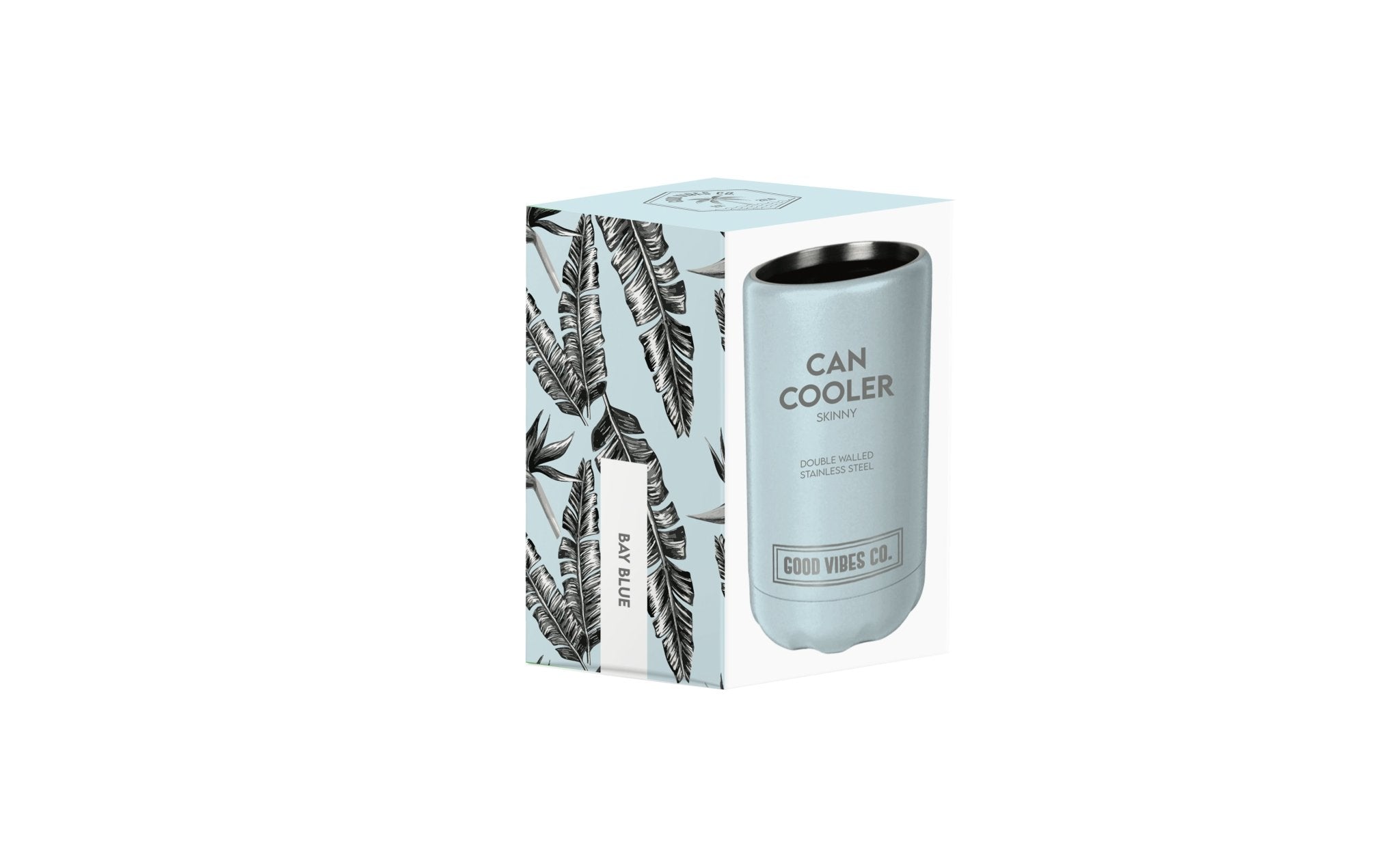 Bay Blue Insulated Double Wall Stainless Steel Skinny Bottle Can Cooler