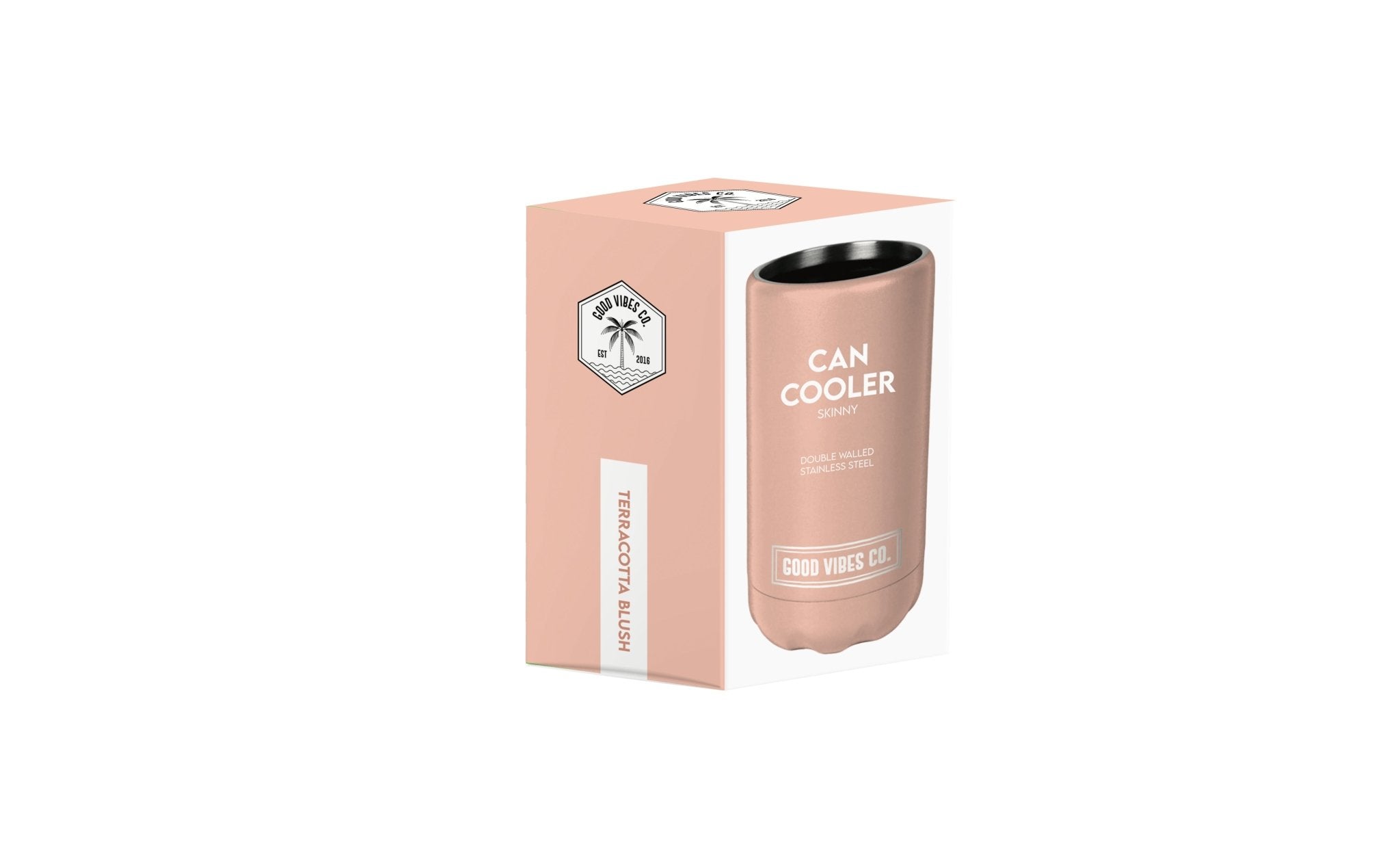 Terracotta Blush Insulated Double Wall Stainless Steel Skinny Bottle Can Cooler - Suits Slim Bottles and Seltzer Style Cans