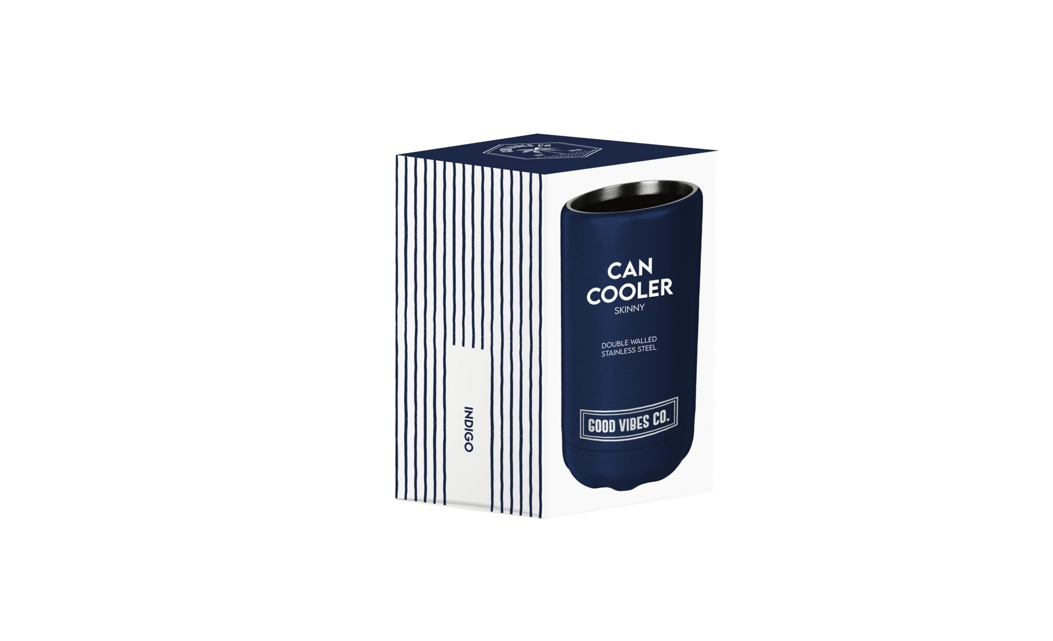 Indigo Insulated Double Wall Stainless Steel Skinny Bottle Can Cooler - Suits Slim Bottles and Selzter Style Cans