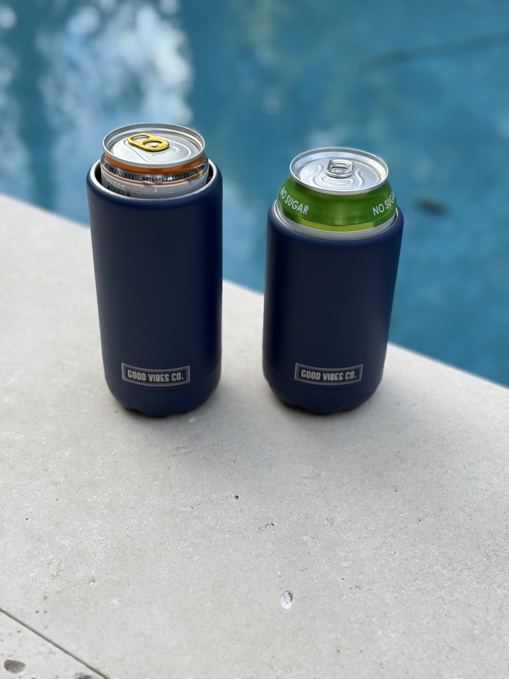 Indigo Insulated Double Wall Stainless Steel Skinny Bottle Can Cooler - Suits Slim Bottles and Selzter Style Cans