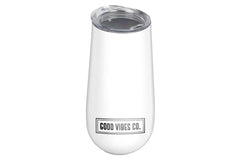 Dove White 175ml Insulated Double Wall Stainless Steel Travel Flute with Lid, Durable Matt Finish