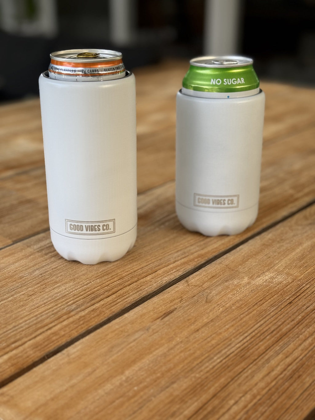Dove White Insulated Double Wall Stainless Steel Skinny Bottle Can Cooler