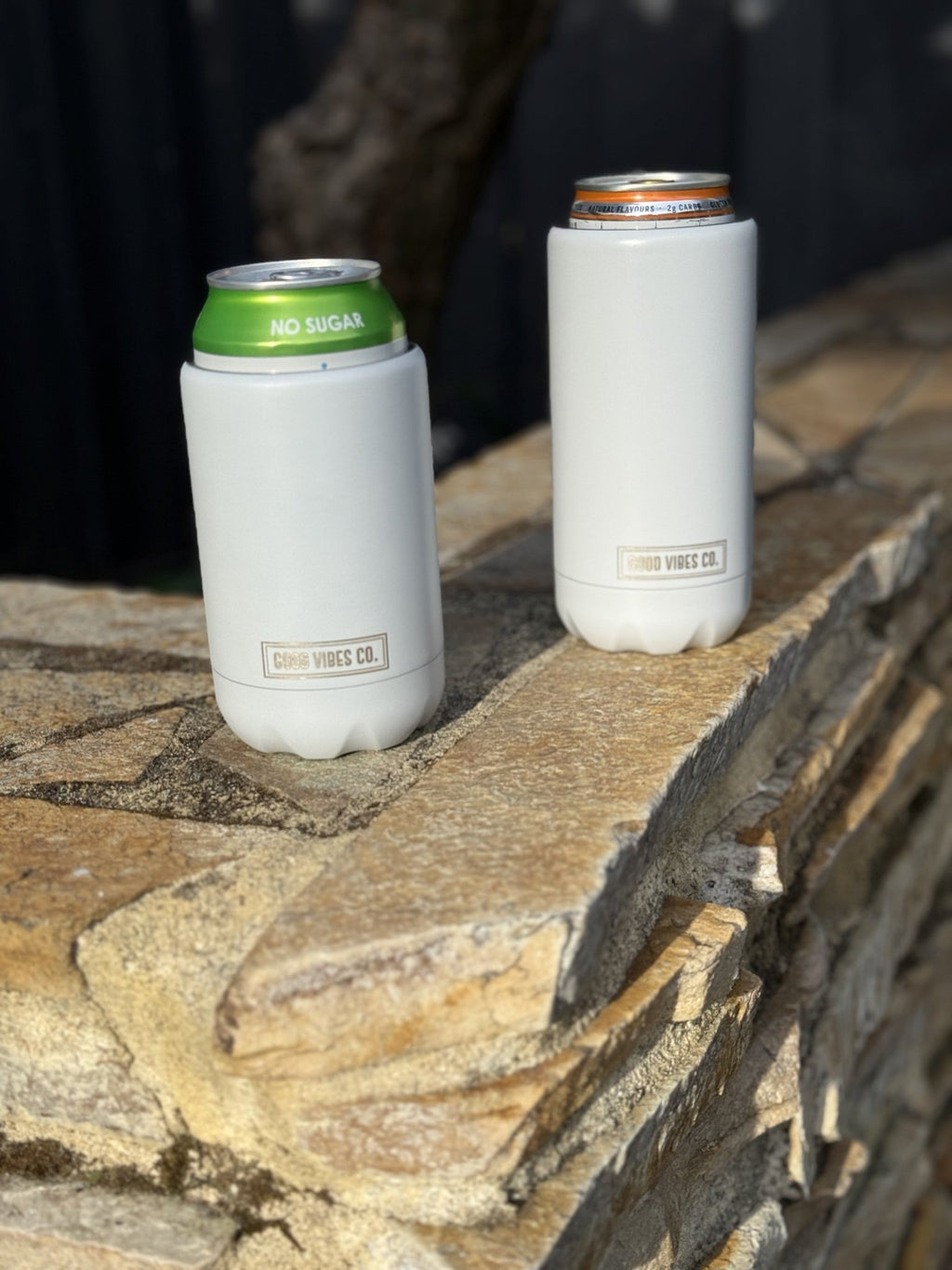 Dove White Insulated Double Wall Stainless Steel Skinny Bottle Can Cooler