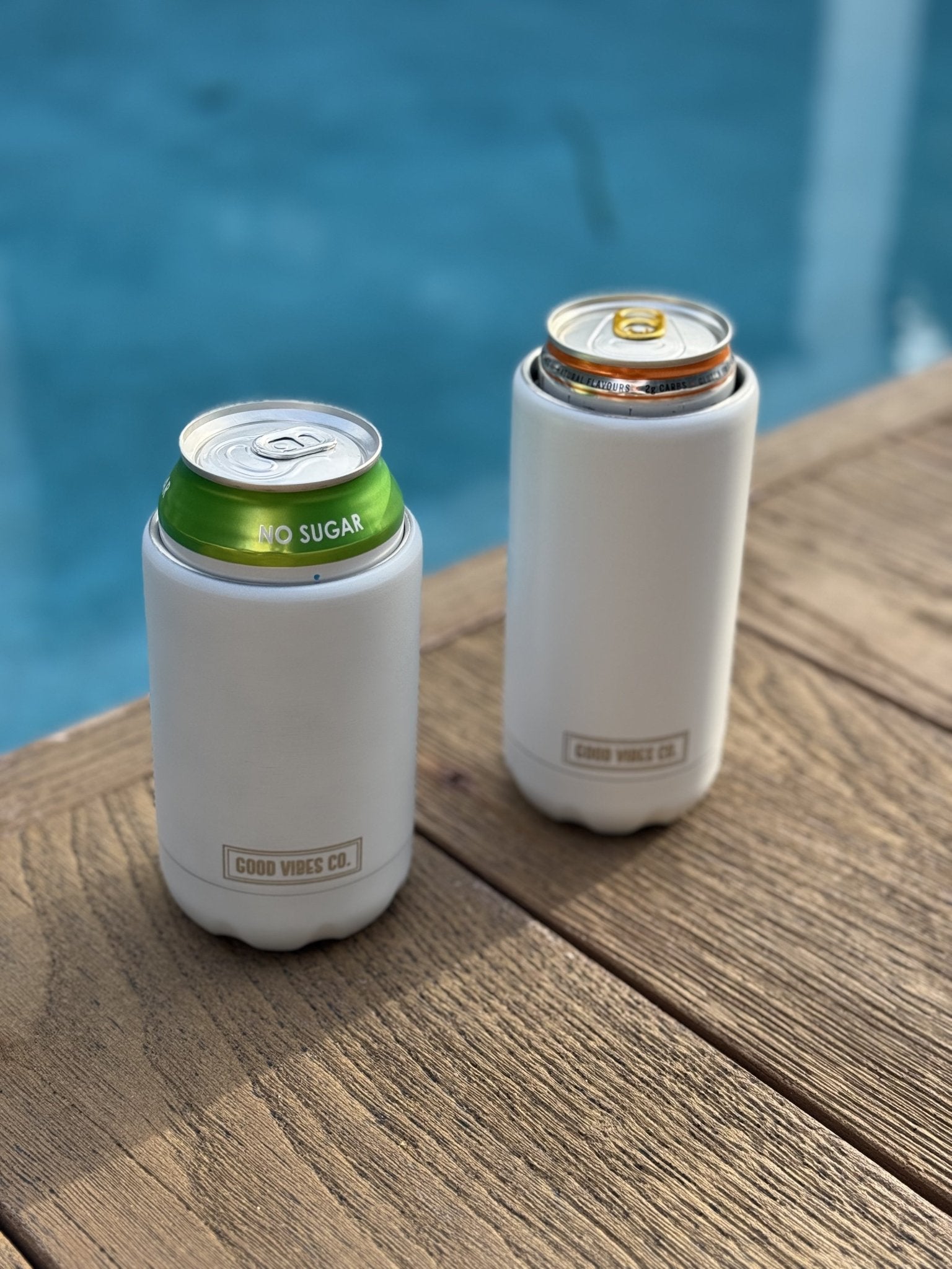 Dove White Insulated Double Wall Stainless Steel Skinny Bottle Can Cooler