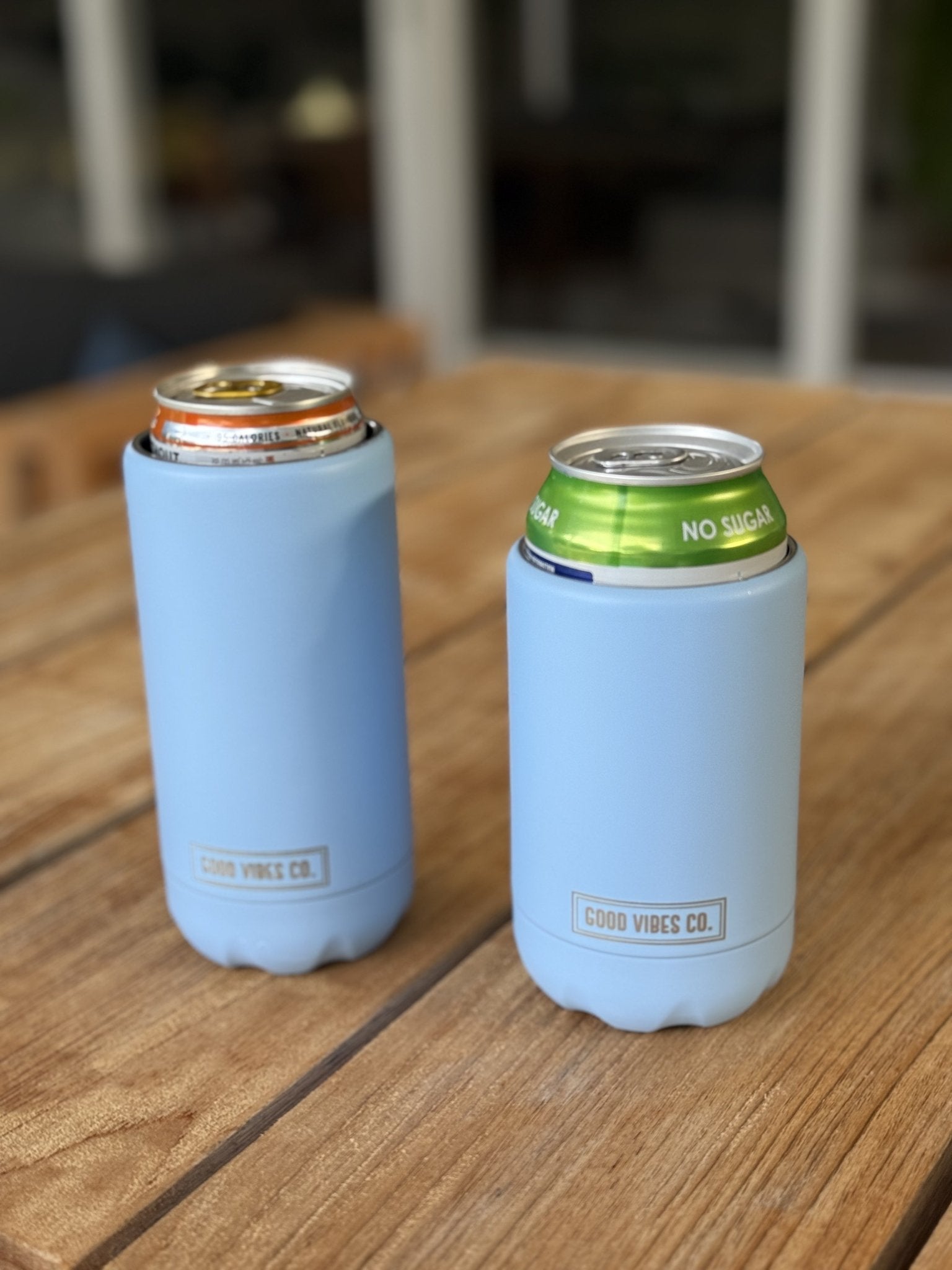 Bay Blue Insulated Double Wall Stainless Steel Skinny Bottle Can Cooler