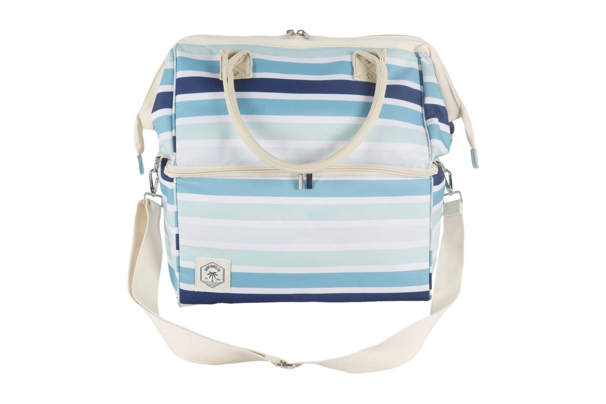 Ocean Tide Premium Insulated Picnic Cooler Bag, Carry Handles, 2 Separate Compartments, Holds 24+ Cans