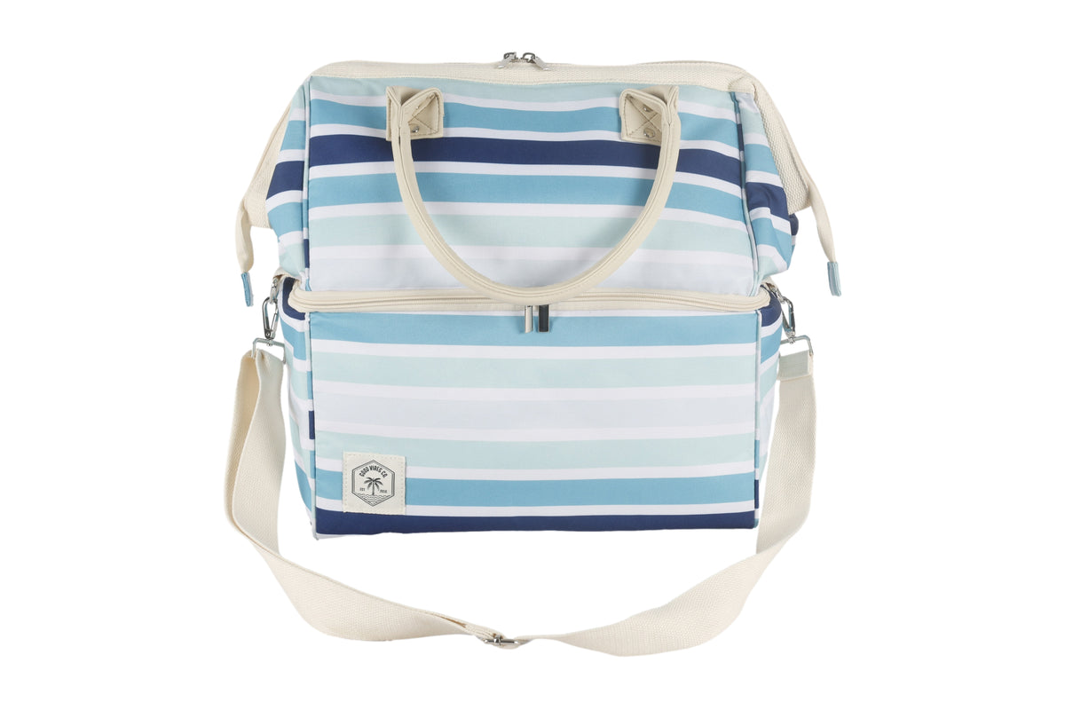 Ocean Tide Premium Insulated Picnic Cooler Bag, Carry Handles, 2 Separate Compartments, Holds 24+ Cans