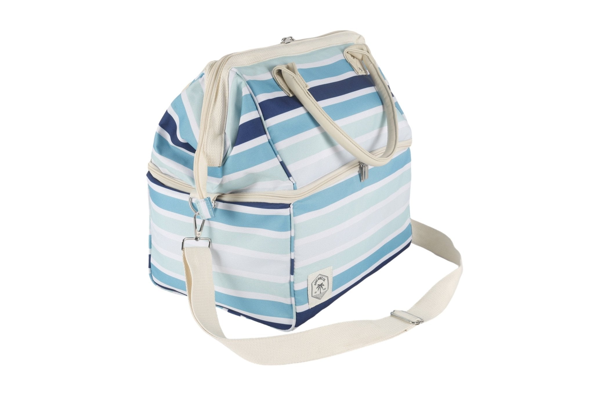 Ocean Tide Premium Insulated Picnic Cooler Bag, Carry Handles, 2 Separate Compartments, Holds 24+ Cans