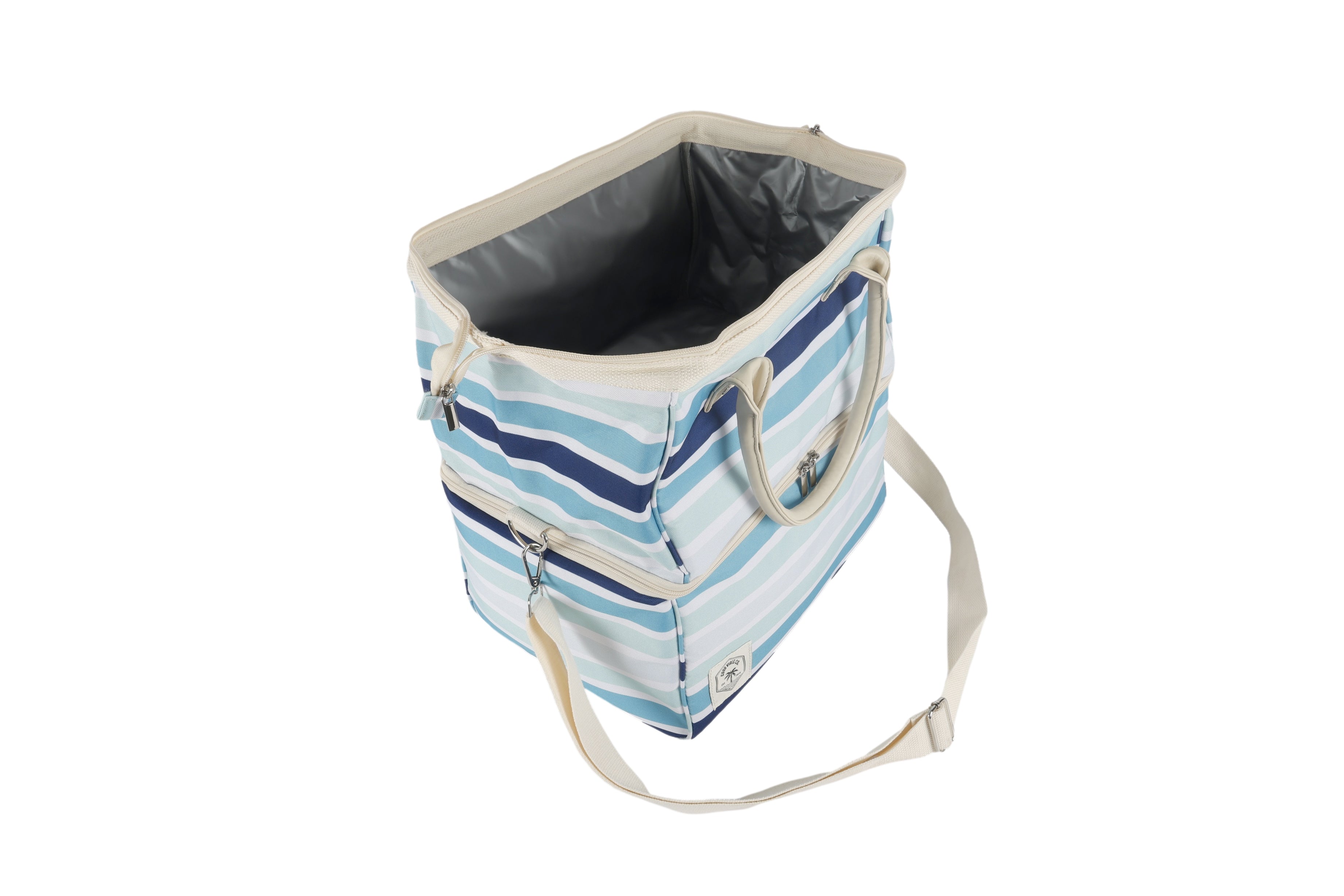 Ocean Tide Premium Insulated Picnic Cooler Bag, Carry Handles, 2 Separate Compartments, Holds 24+ Cans