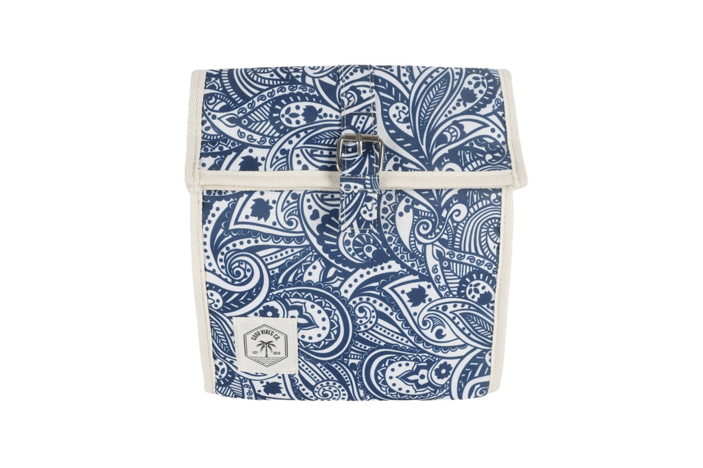 Tahitian Blue Insulated Lunch Bag, Removable Shoulder Strap, Adjustable Closure Strap