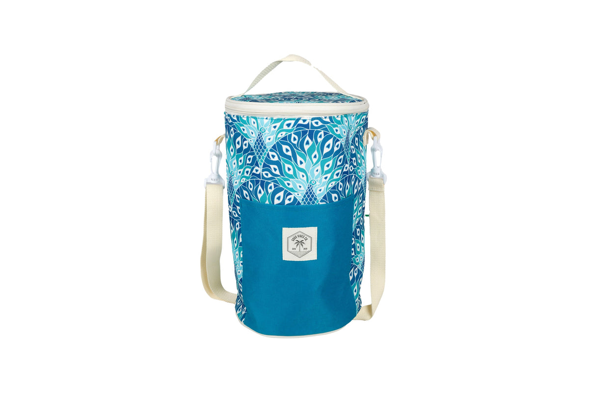 Peacock Paradise Insulated Barrel Cooler Bag with Shoulder Strap