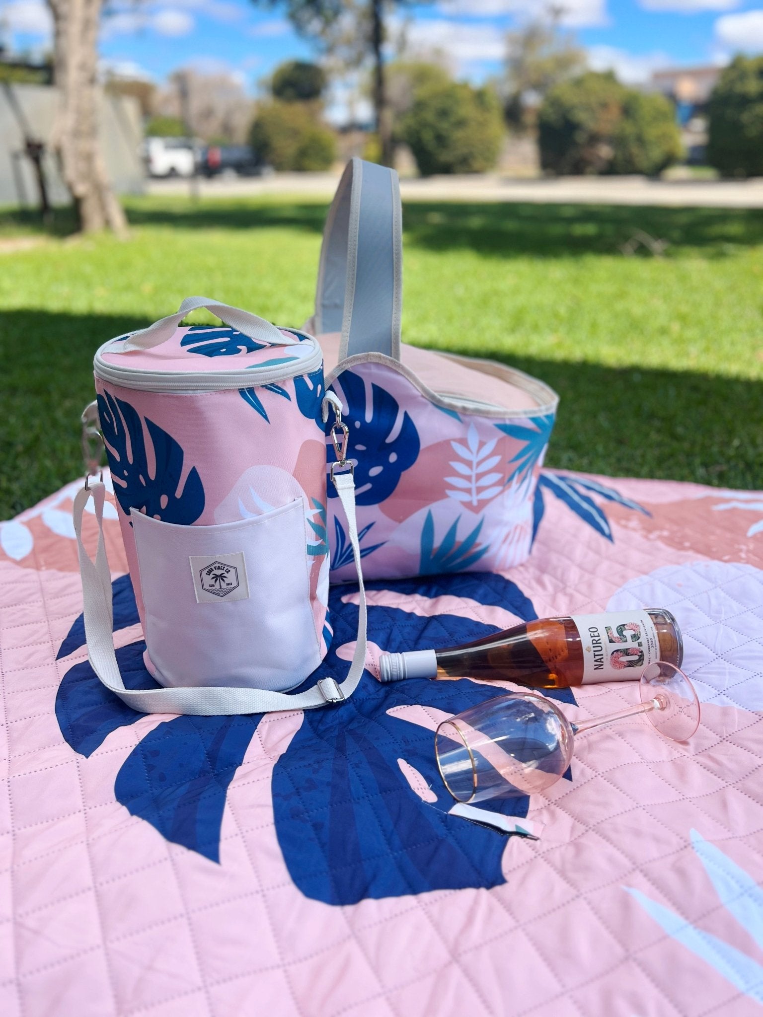 Blush Palm Insulated Daytripper Cooler Bag, Full Zip-Around, Sewn in Handles, Folds Flat