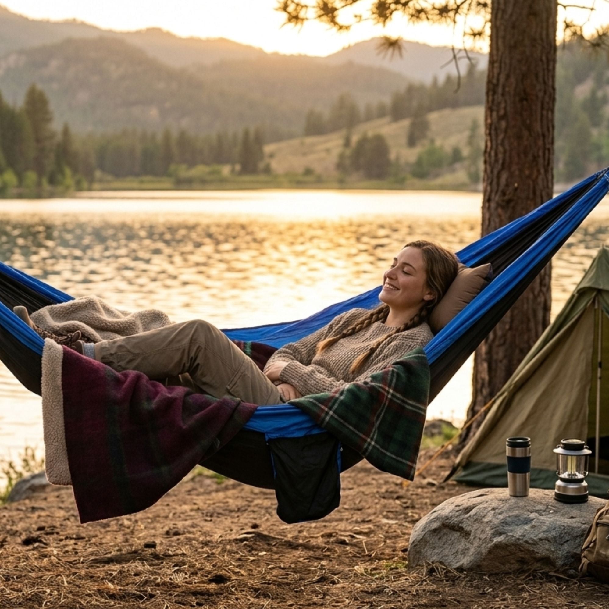 Good Vibes Double Travel Hammock with Carry Bag 270 x 135cm