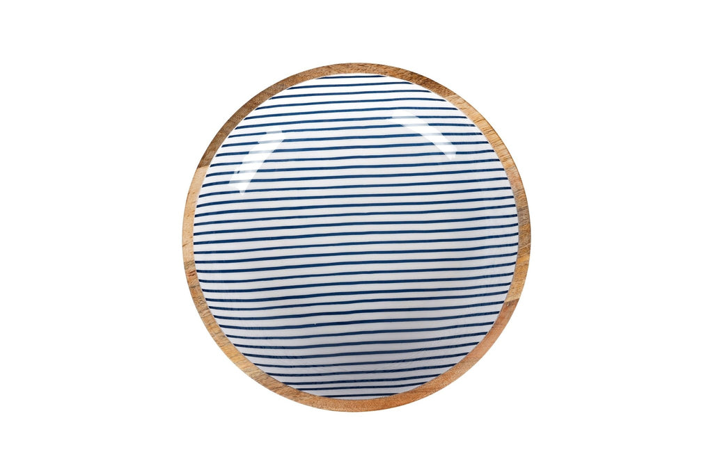 Mediterranean Mango Wood and Enamel Salad Bowl 31cm