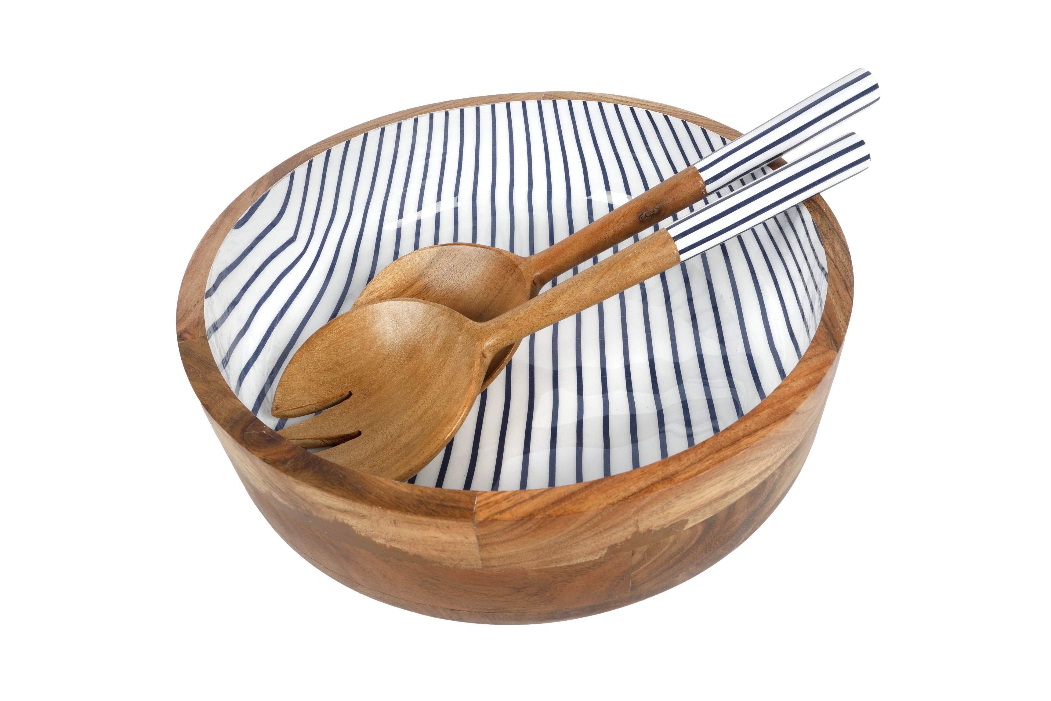 Mediterranean 2pc Mango Salad Servers 24cm - Wood & Enamel
