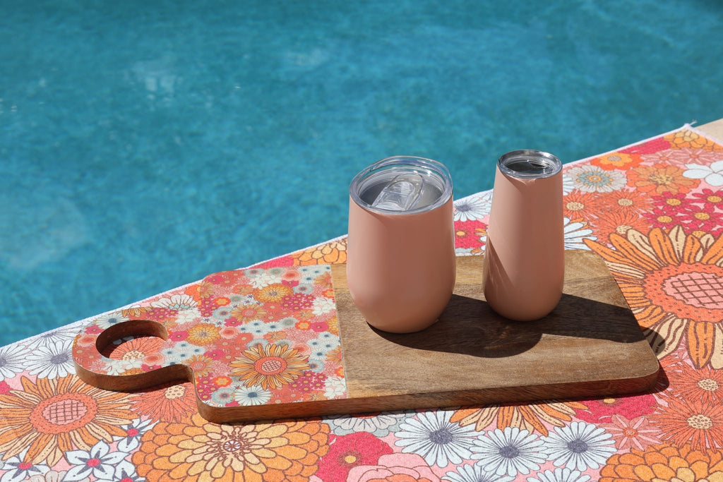 Terracotta Blush 175ml Insulated Double Wall Stainless Steel Travel Flute with Lid, Durable Matt Finish